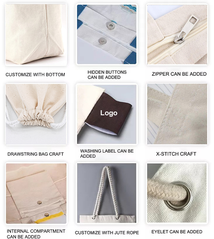 Custom Logo Size Printed Eco Friendly Recycled Reusable Plain Bulk Large Organic Calico Cotton Canvas Grocery Shopping Tote Bag