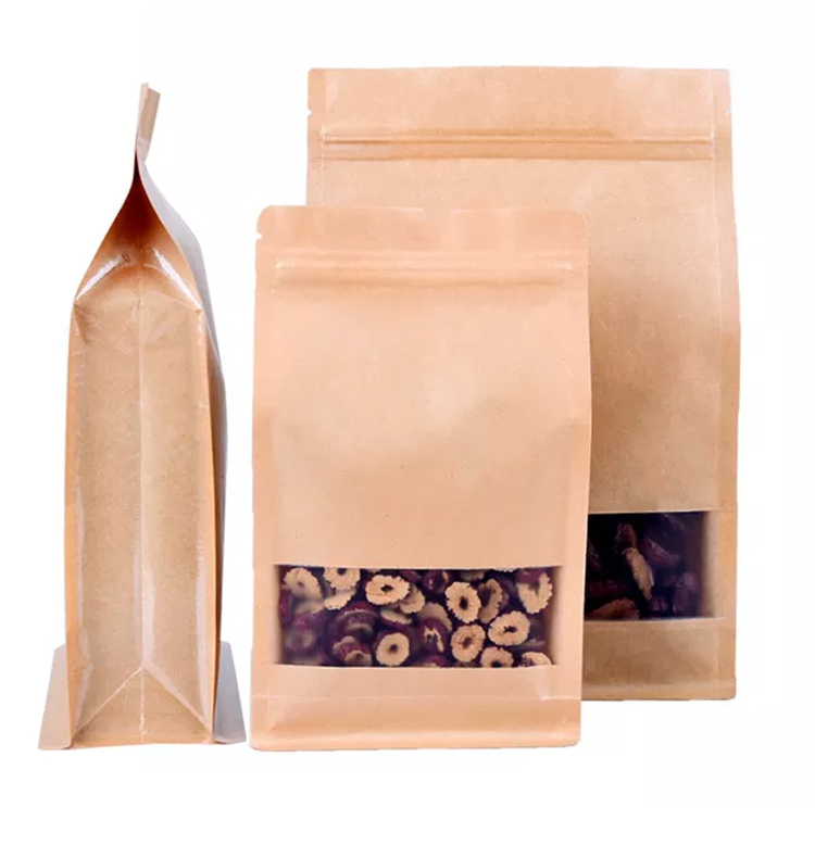 Kraft Paper Egiht side sealed Ziplock Bag
