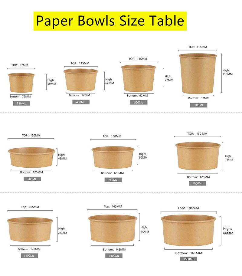 Kraft Paper Ice Cream Packaging Containers With Lid