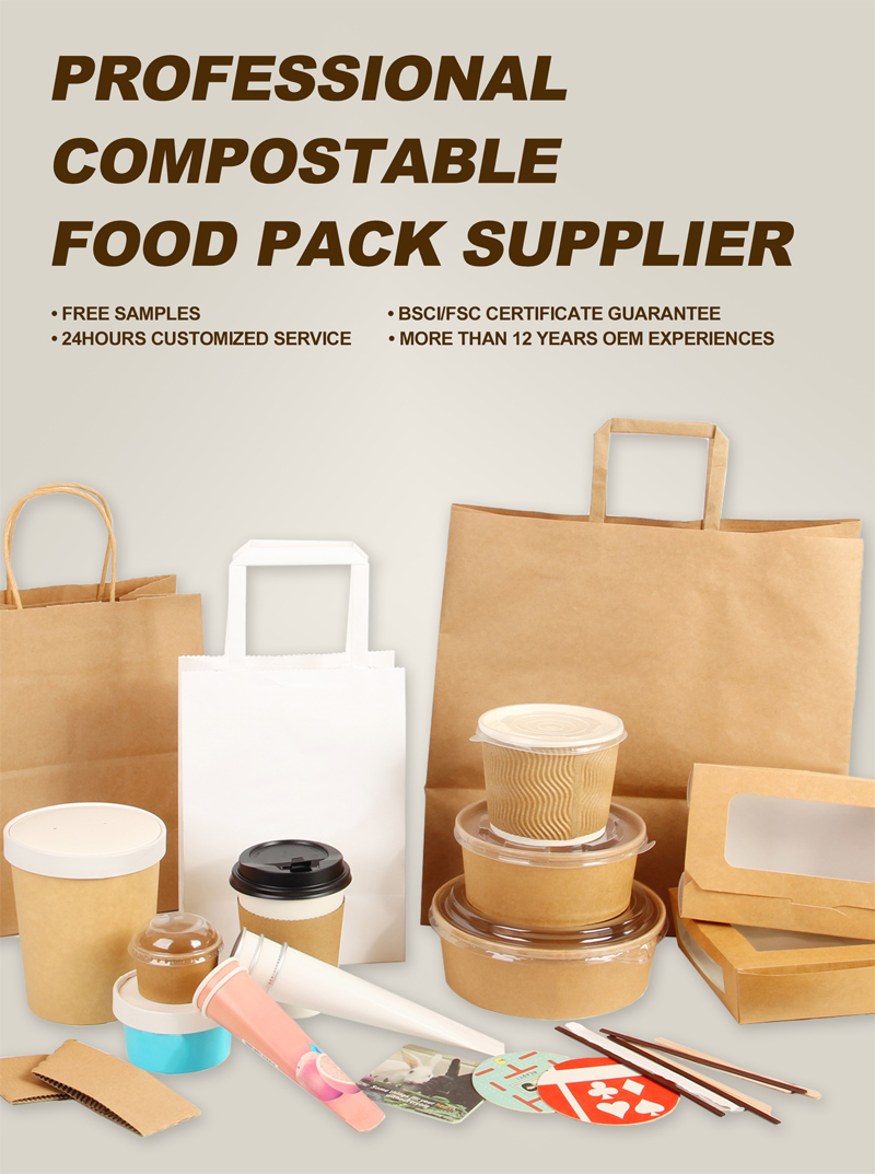  New style take away box PLA paper packaging biodegradables bamboo pulp paper box