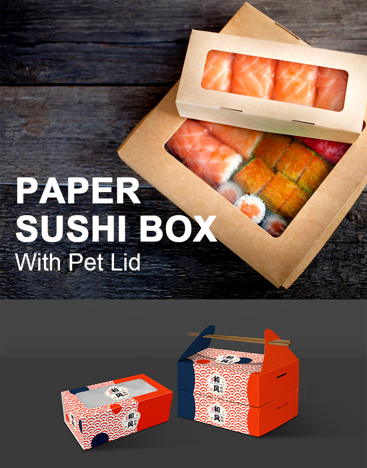 Biodegradable Kraft Lunch Takeout Box Paper Take Away Food Packaging Sushi Togo Box