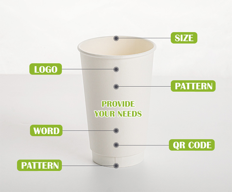 Coffee Cups With Lid And Sleeve Double Wall Cup Paper Cup with straw