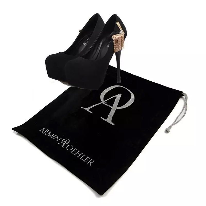  Portable Wholesale Custom High Heel Carrier Velvet Fabric Travel Organizer Flannel Drawstring Dust Storage Shoe Bag