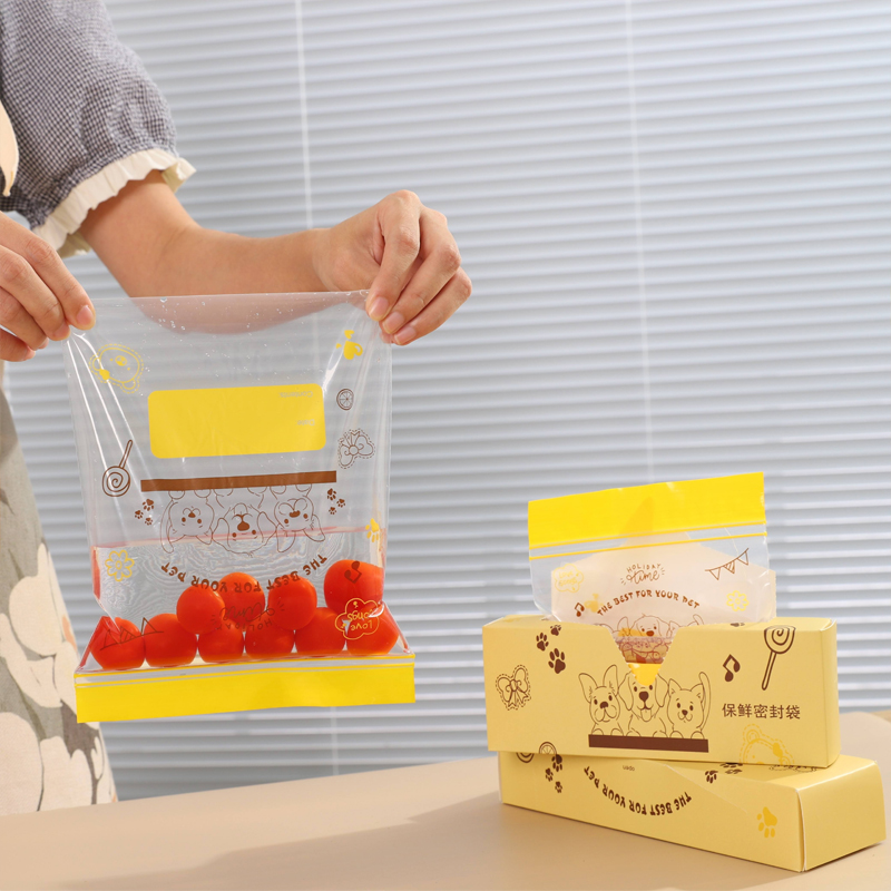 Customized Wholesale Food Grade Double Ribbed Sealed Cling Bags Household Refrigerator Freezer Frozen Food Portion Storage Bags