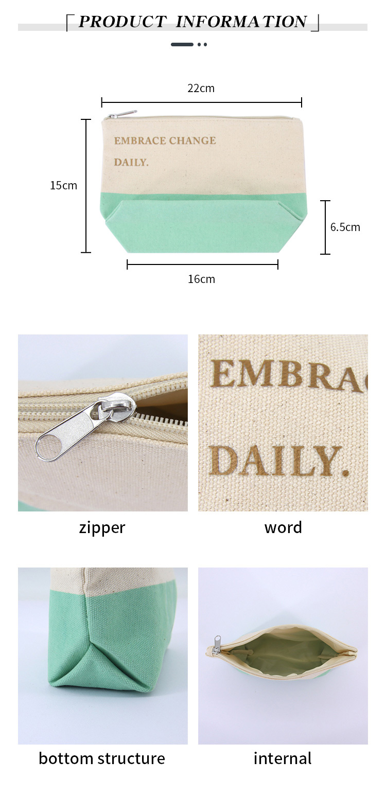 Custom Logo Printing Thick White Toiletry Storage Cotton Canvas Wash Bag For Cosmetics Promotion