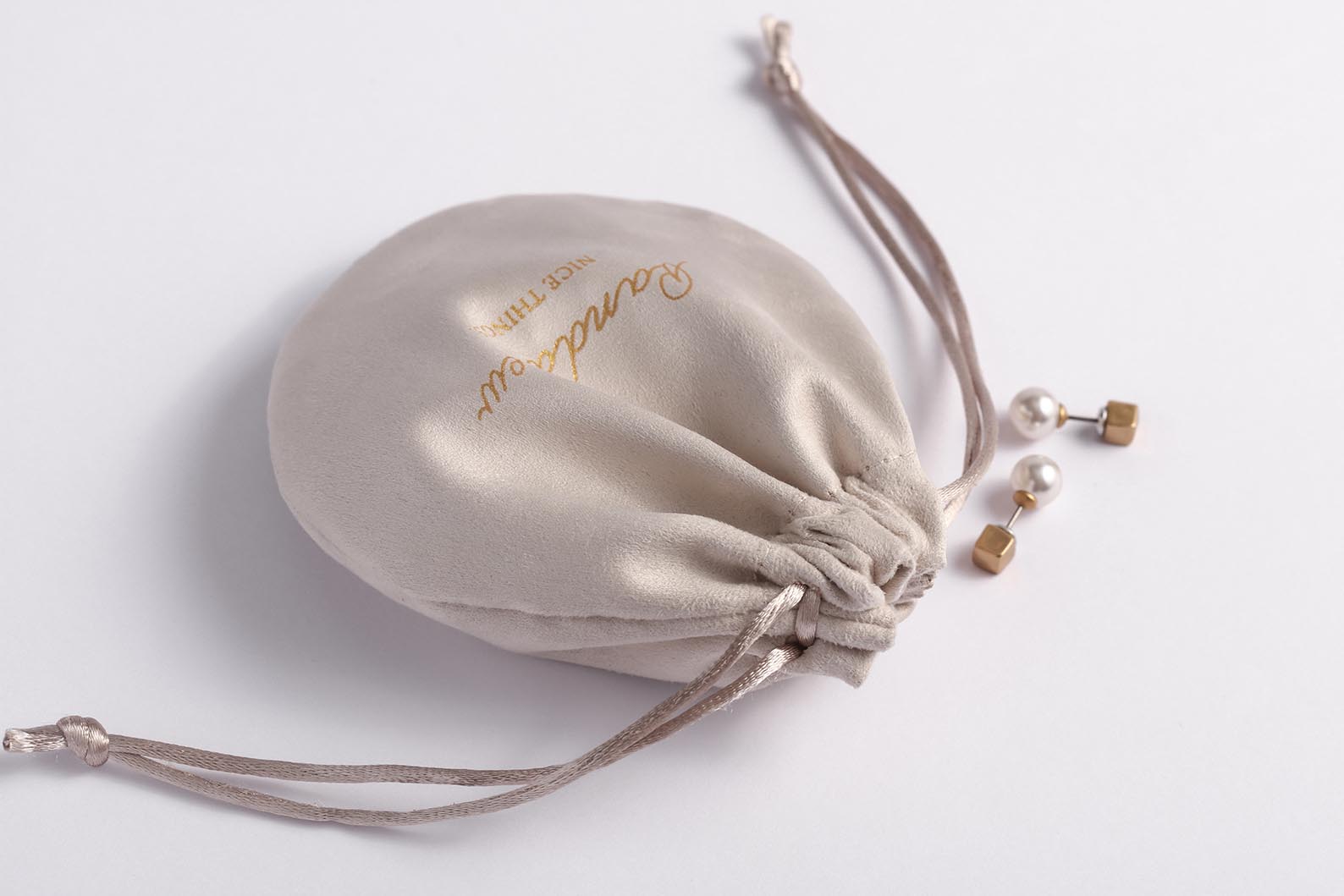 Custom logo printed jewelry pouch with drawstrings, gift wedding favor bags
