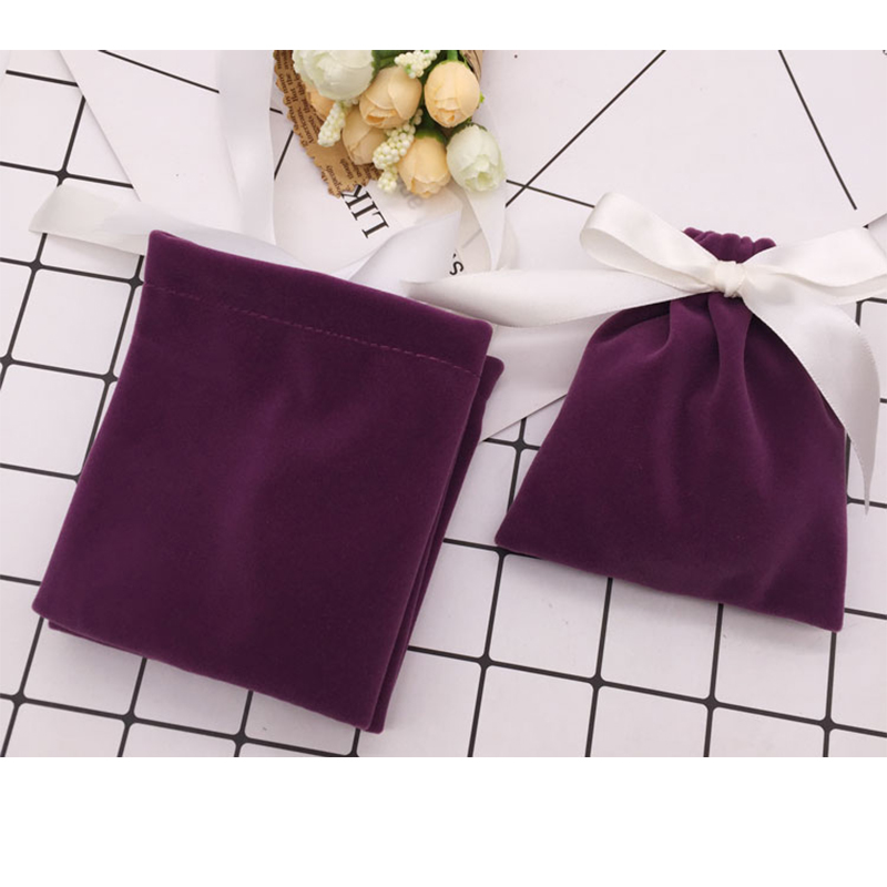 cheap custom logo necklace jewelry packaging bag jewelry drawstring velvet bag