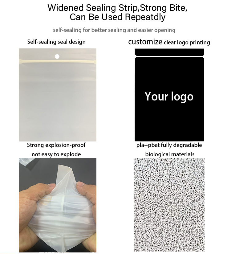  Custom frosted biodegradable clothing clothes packaging ziplock bag print logo compostable resealable zipper bags for t shirt