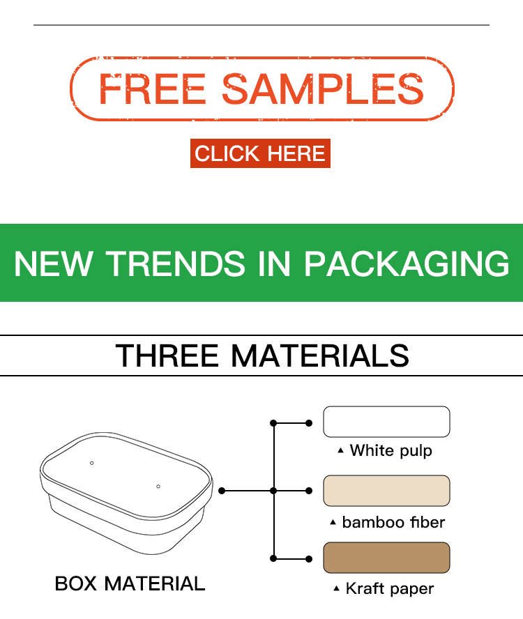 500 650 750 1000ml Food Packaging Containers Square Biodegradable Food Bowl takeout box take away bowl