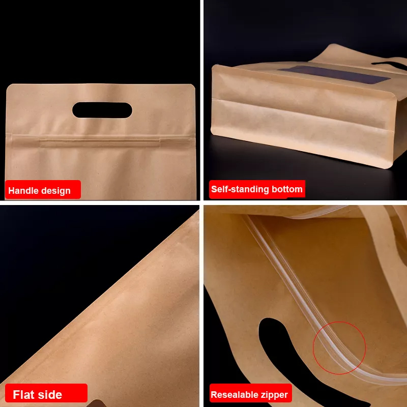 kraft brown biodegradable commercial paper bags with handles