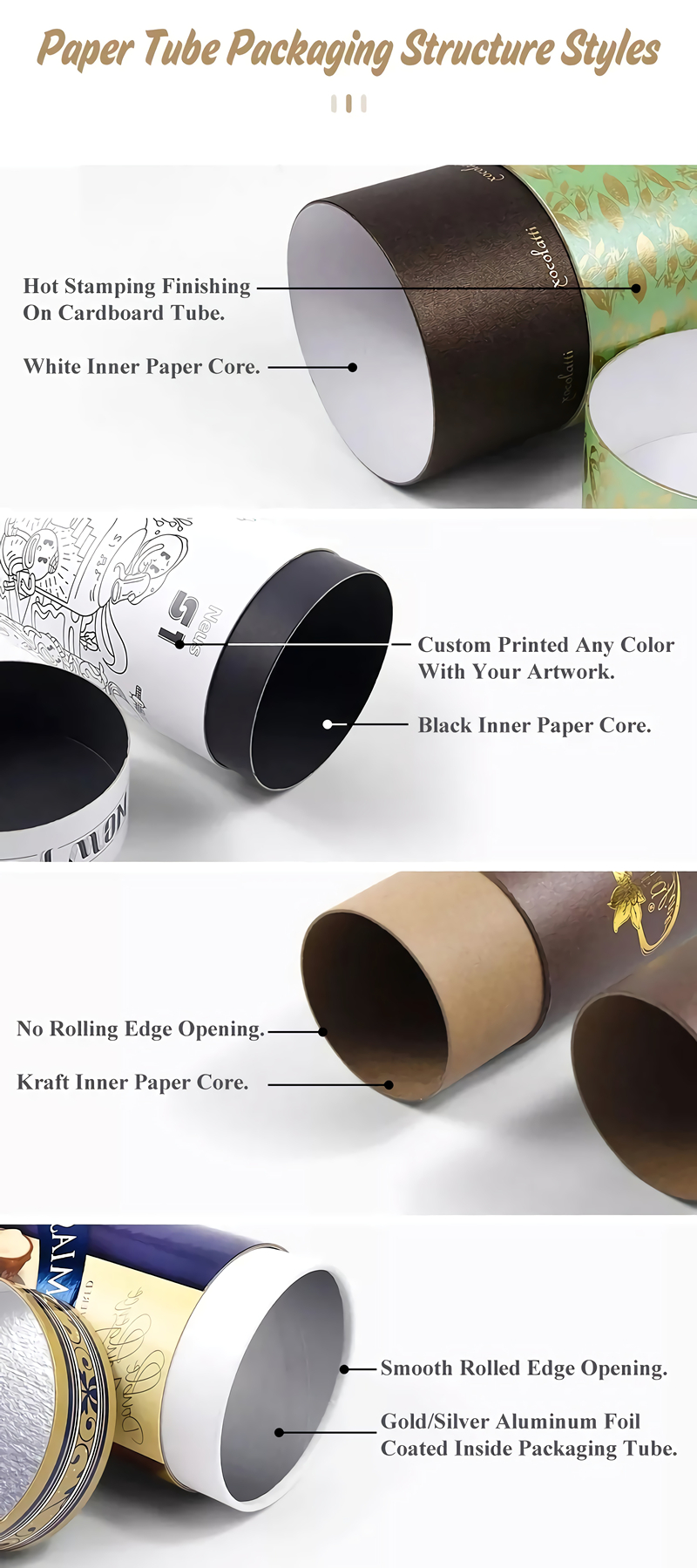 Wholesales Custom Logo Printed Recycled Packaging papertubes