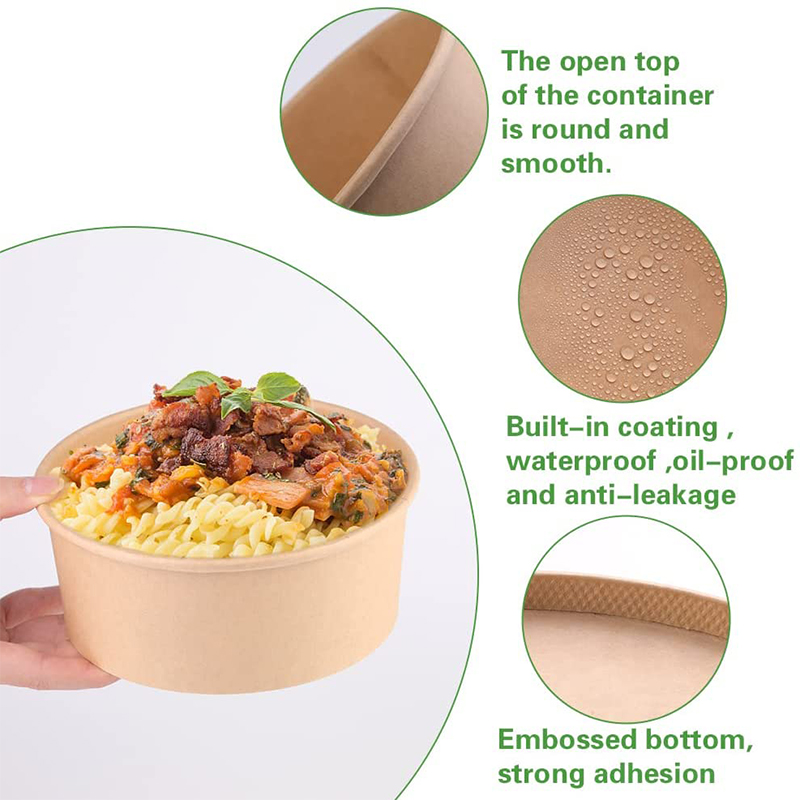 Kraft Paper Ice Cream Packaging Containers With Lid