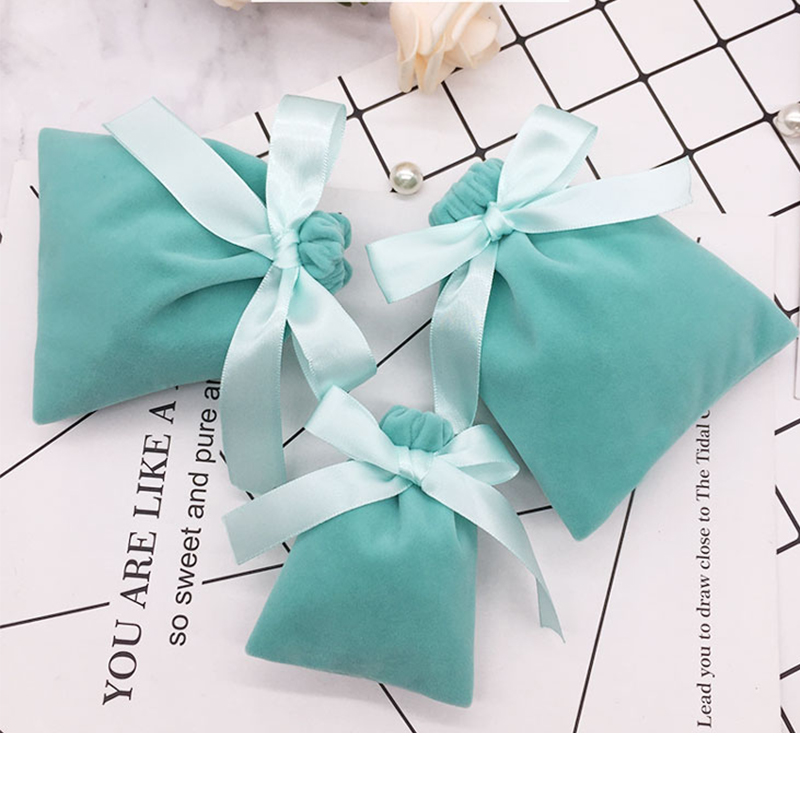 cheap custom logo necklace jewelry packaging bag jewelry drawstring velvet bag