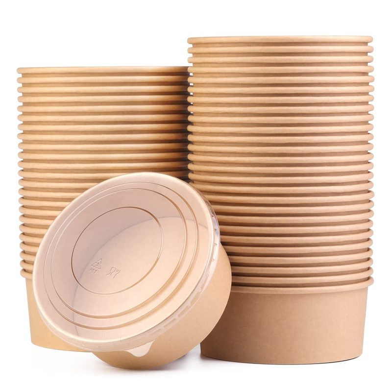 Kraft Paper Ice Cream Packaging Containers With Lid