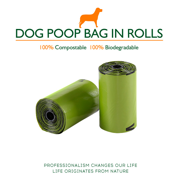 Biodegradable eco friendly custom private label portable 4 8 rolls compost compostable pla pet dog poop waste bag for training