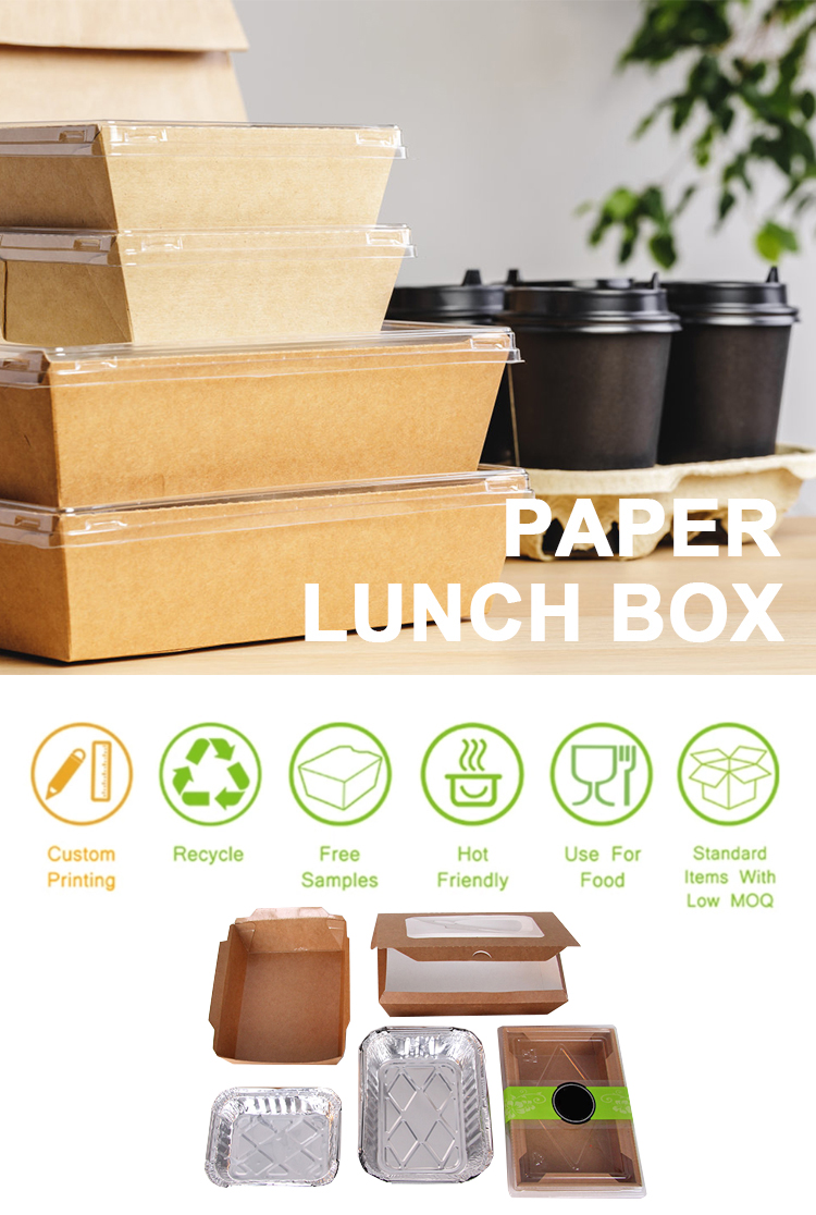 Biodegradable Kraft Lunch Takeout Box Paper Take Away Food Packaging Sushi Togo Box