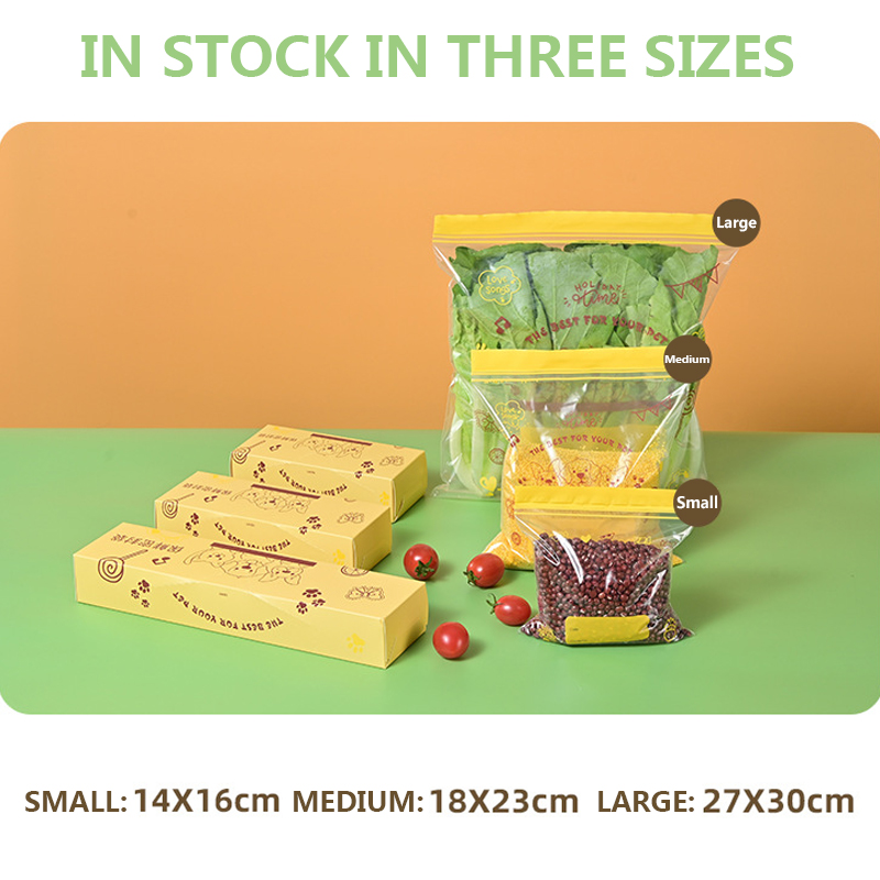 Customized Wholesale Food Grade Double Ribbed Sealed Cling Bags Household Refrigerator Freezer Frozen Food Portion Storage Bags