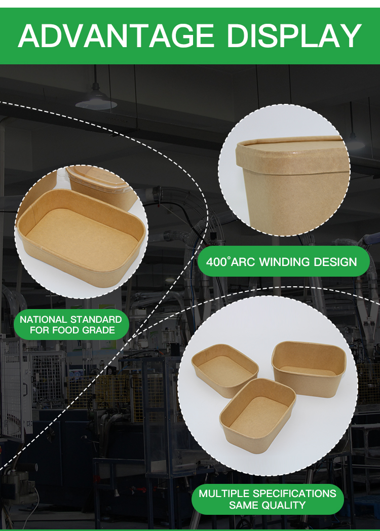 500 650 750 1000ml Food Packaging Containers Square Biodegradable Food Bowl takeout box take away bowl