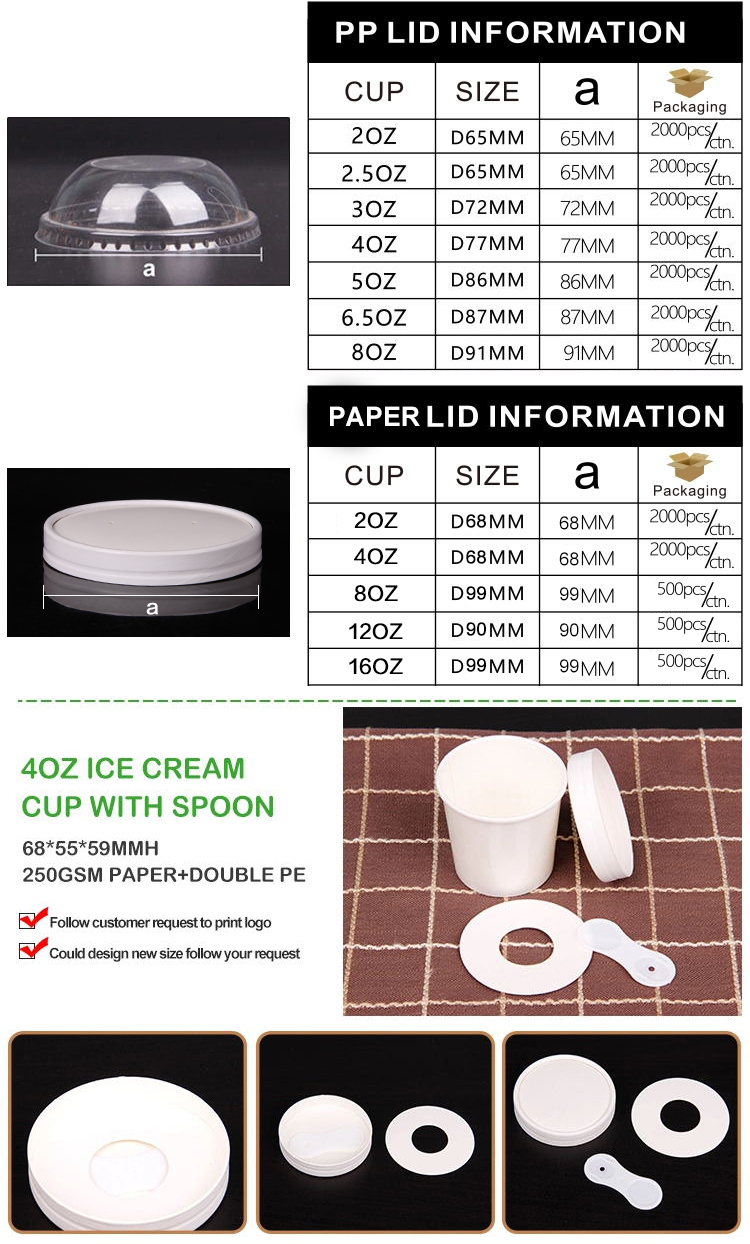 Custom Logo Printed Ice Cream Cup Frozen Yogurt Gelato Bowls Disposable Single Wall Paper Cup With Lid And Spoon