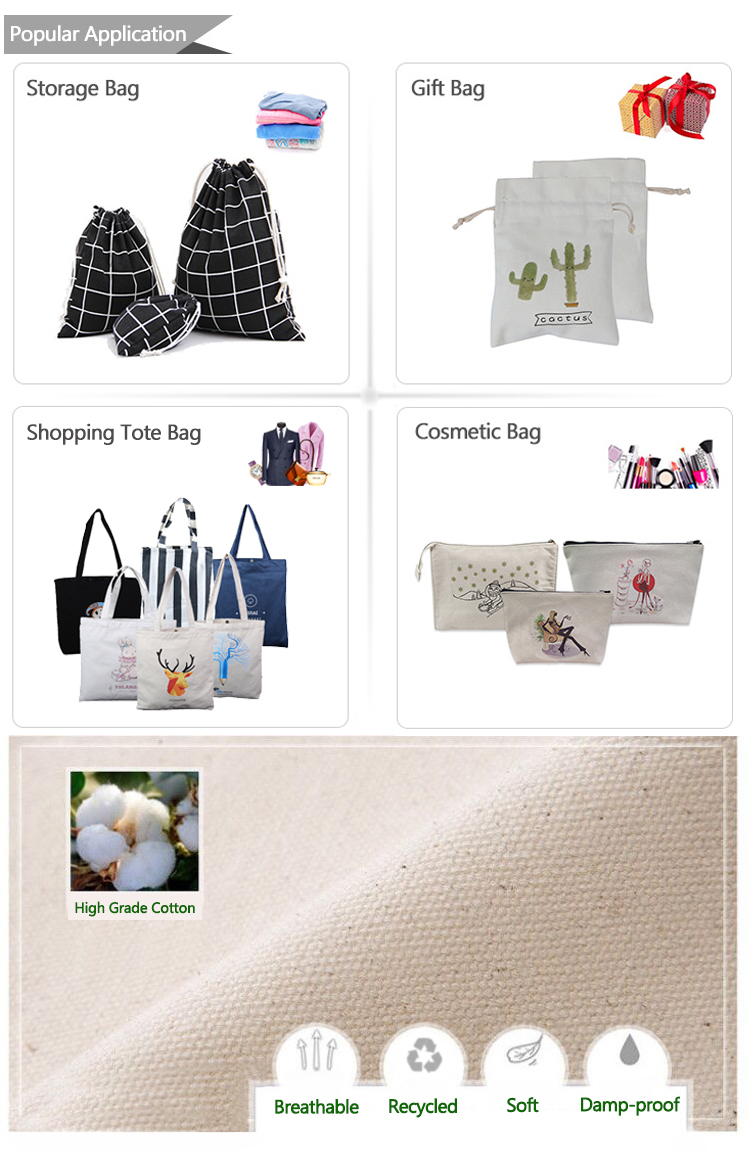 Low MOQ Customised Gift Cotton Cloth Drawstring Backpack Cotton Canvas Bag With Logo