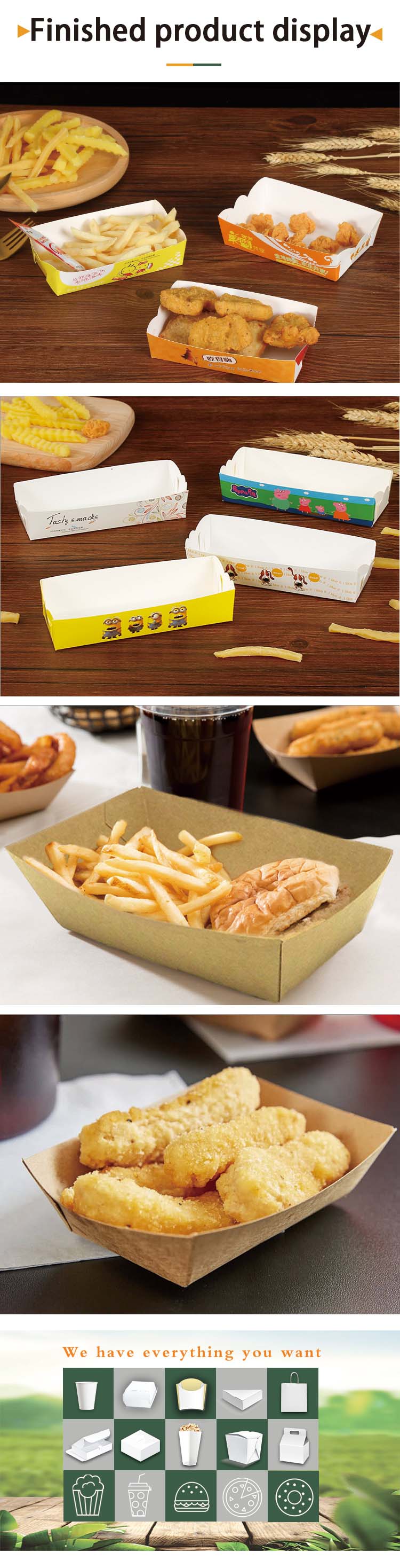 disposable paper plate boat food packaging paper tray