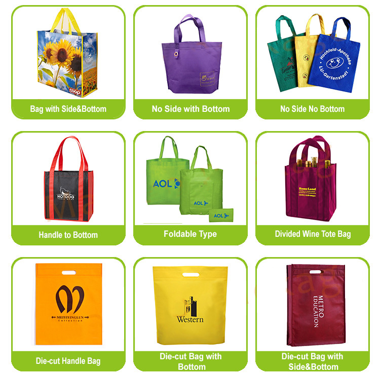 Friendly reusable grocery recycled ecobag pp nonwoven bags