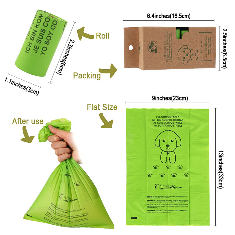 Biodegradable eco friendly custom private label portable 4 8 rolls compost compostable pla pet dog poop waste bag for training