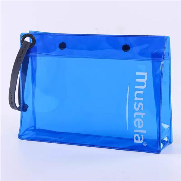 Eco recycled zipper Packaging Custom EVA Plastic Bags  PVC Cosmetic Plastic Bag With Snap Button with handle