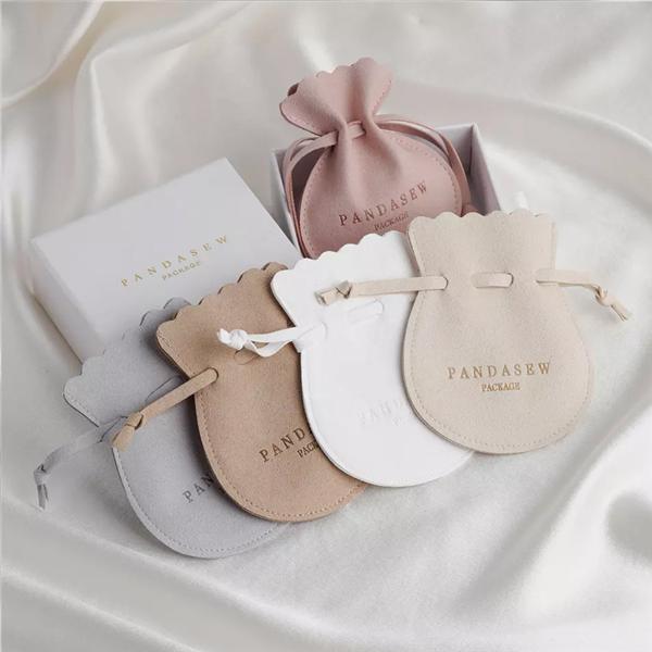 Luxury Custom Logo Jewelry Drawstring Bag Microfiber Gift Packaging Ring Earrings Jewelry Pouch