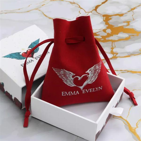 Custom Logo Printed Small Flap Suede Microfiber Necklace Dust Bag Earring Jewelry Packaging Drawstring Pouch Bag with Logo