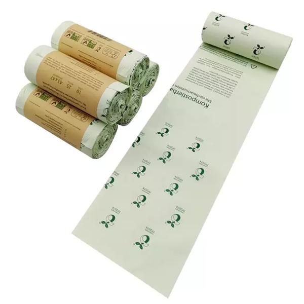 Eco friendly wholesale cornstarch custom color printed 100% biodegradable compostable plastic garbage bags on roll